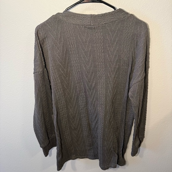 Bohme Grey Cable Knit Button Front Cardigan Women’s Medium - Picture 3 of 4